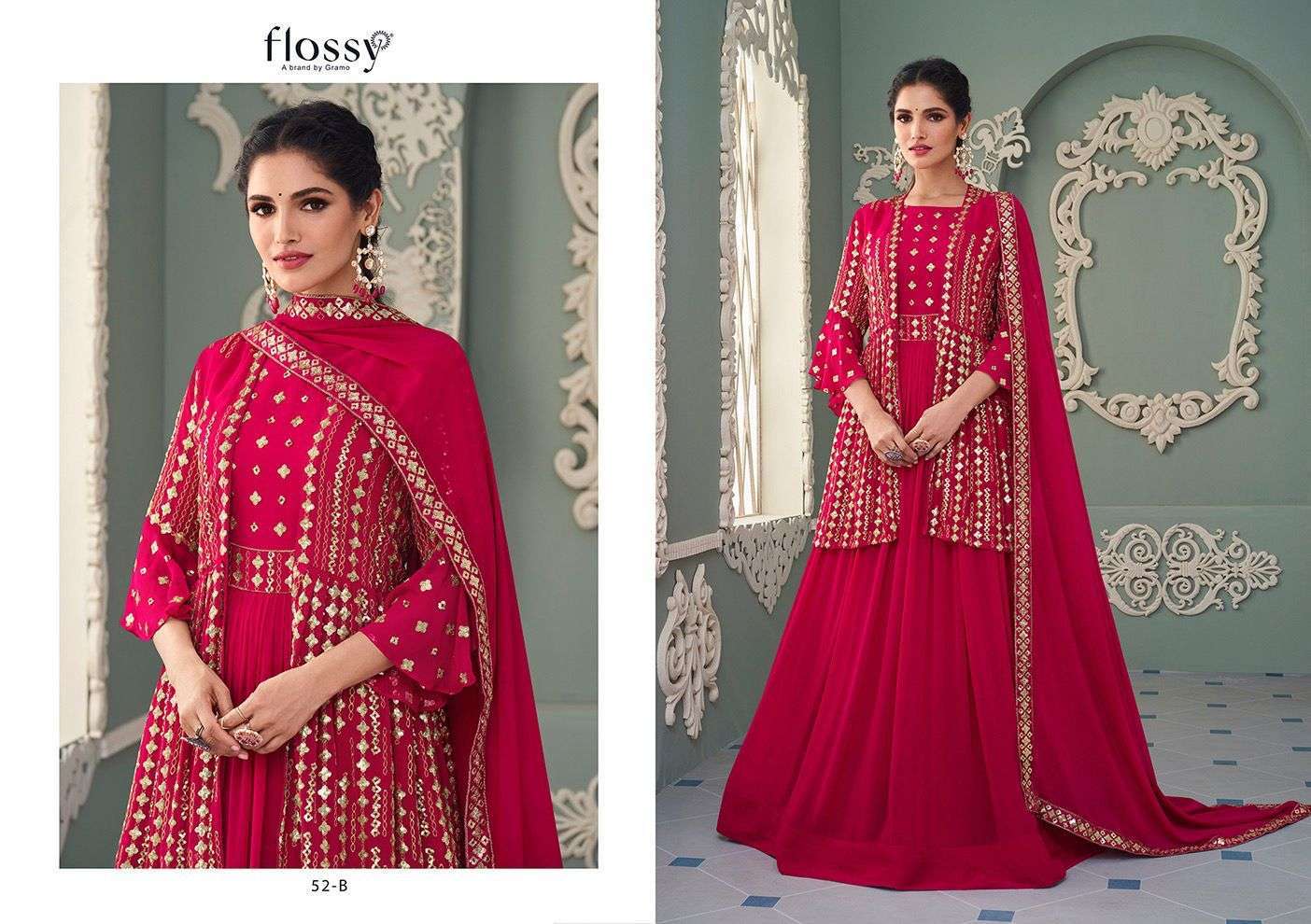 flossy naksh color vol 2 series 52 heavy real georgette suit