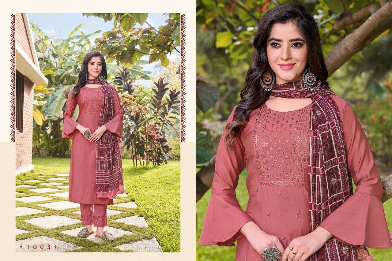 hariyaali kalista series 1001-1008 viscose silk readymade suit 
