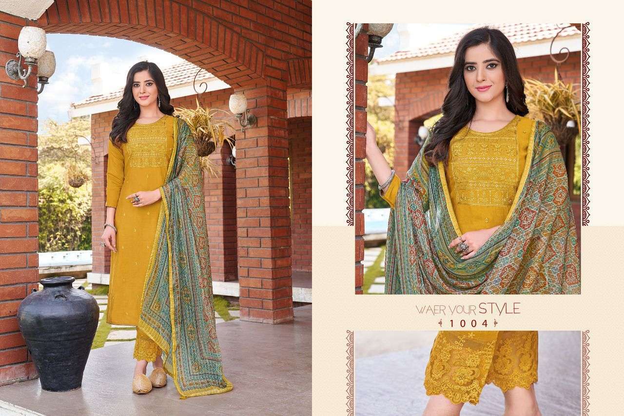 hariyaali kalista series 1001-1008 viscose silk readymade suit 
