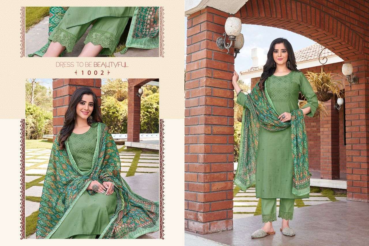 hariyaali kalista series 1001-1008 viscose silk readymade suit 