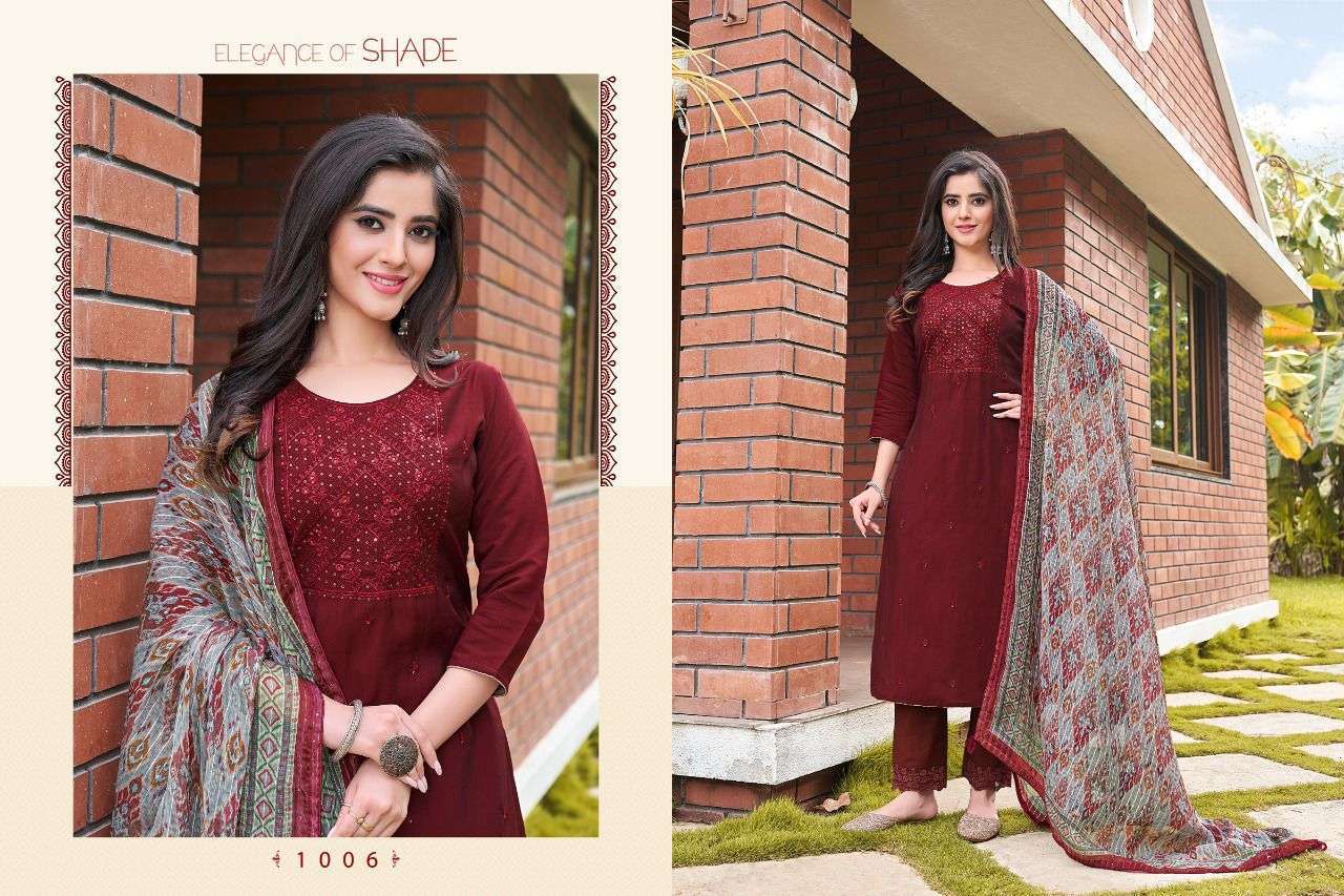 hariyaali kalista series 1001-1008 viscose silk readymade suit 