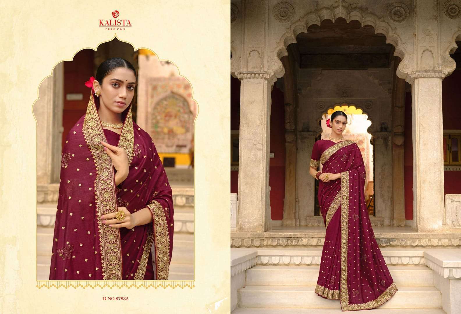 kalista trophy gold series 87827-872834 vichitra saree
