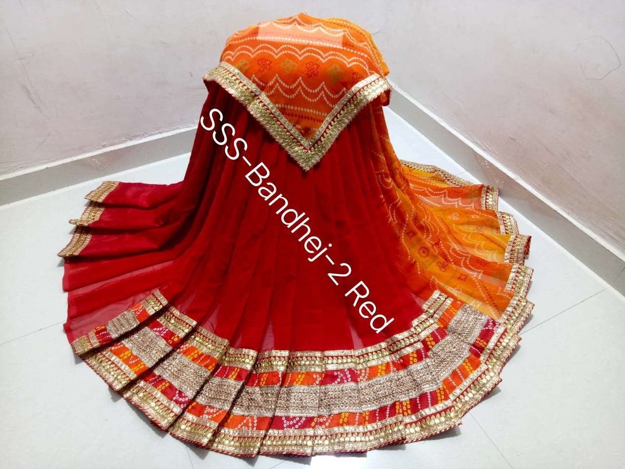 kc princess georgette fancy bandhani with work border sarees