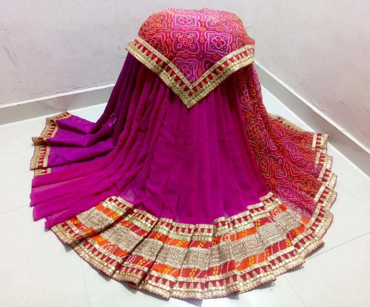 kc princess georgette fancy bandhani with work border sarees