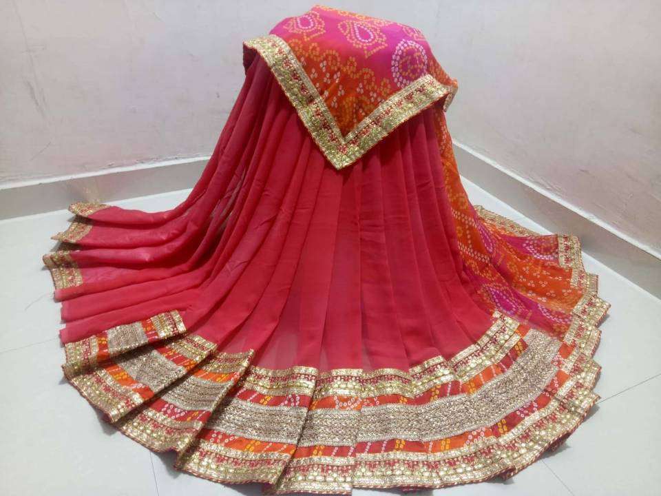 kc princess georgette fancy bandhani with work border sarees