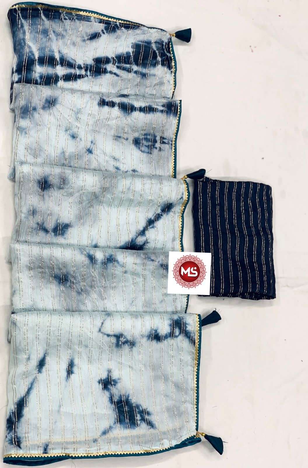 MS BRAND SHIBORI DESIGNER COTTON BASE SAREE 
