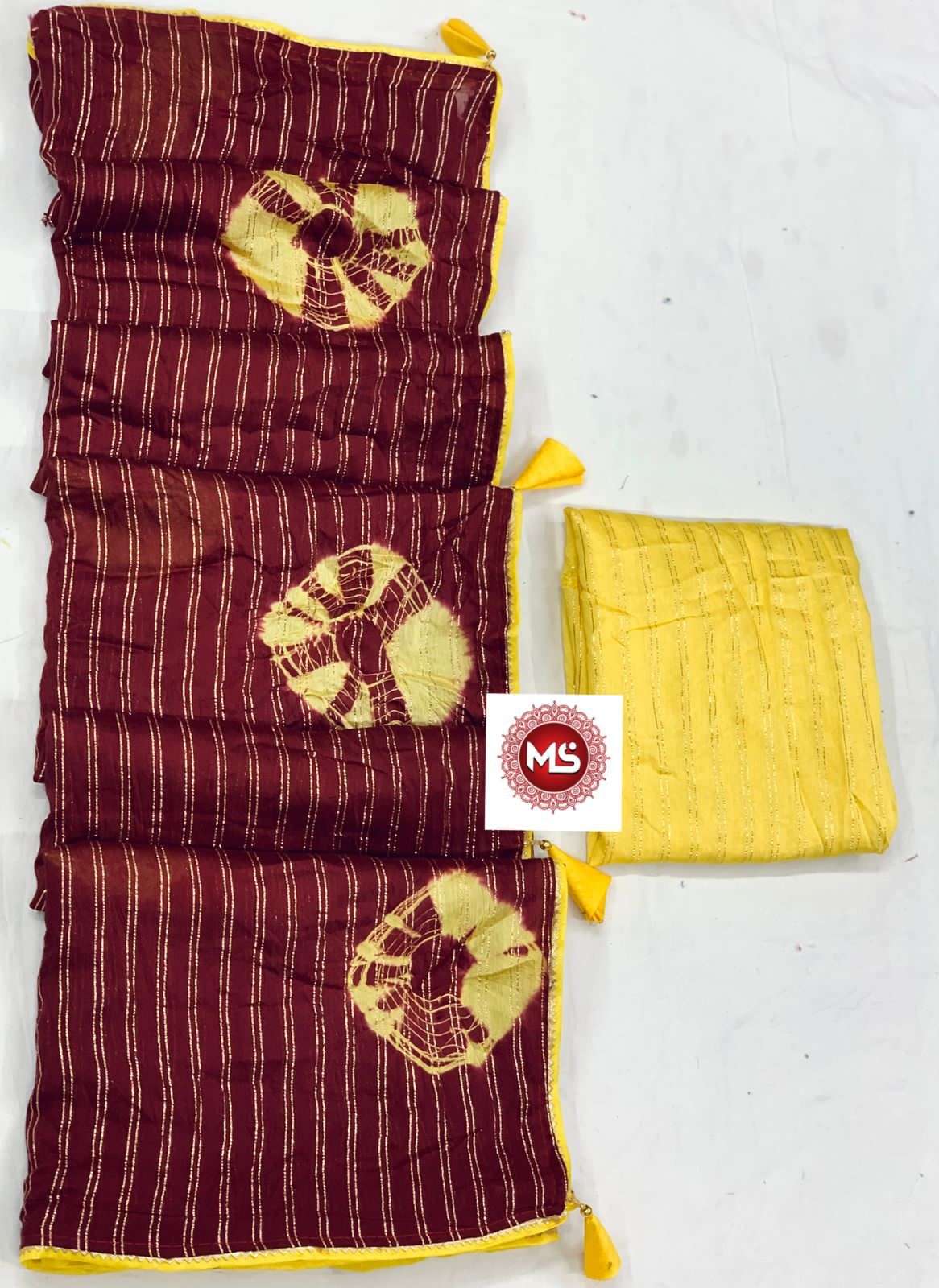 MS BRAND SHIBORI DESIGNER COTTON BASE SAREE 