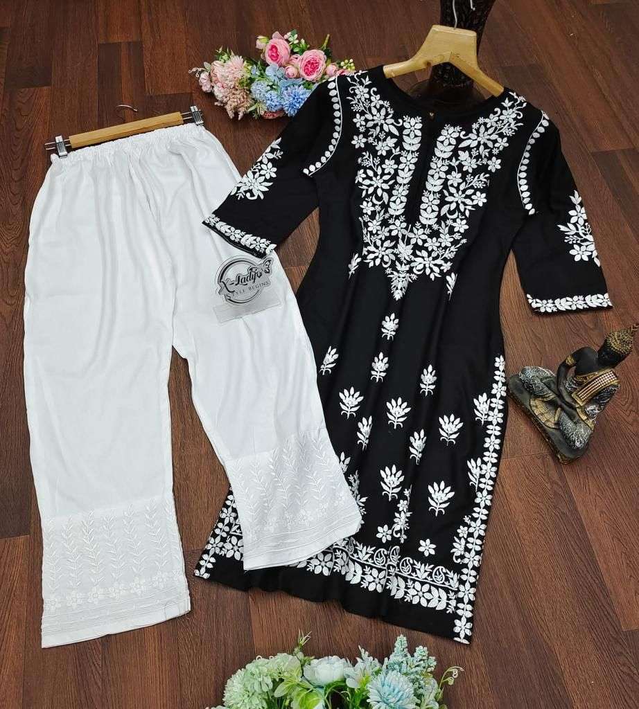 X LADY BLACK COLORS DESIGNER PREMIUM RAYON COTTON KURTI