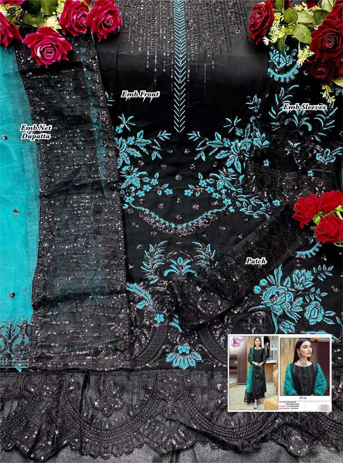 dinsaa 102 design colors pakistani dresses at wholesale