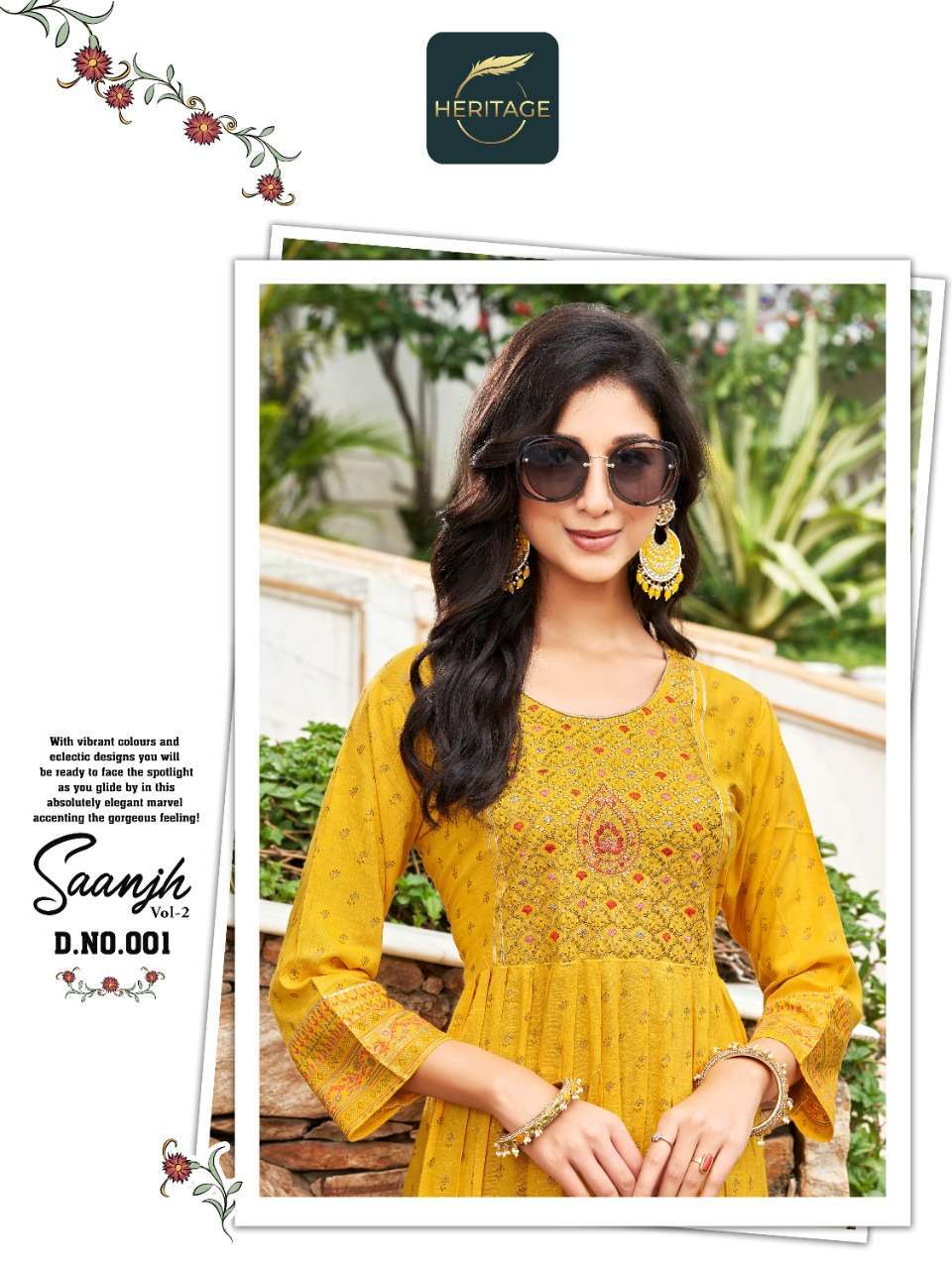 heritage creation saanjh vol 2 series 001-006 rayon slub kurti