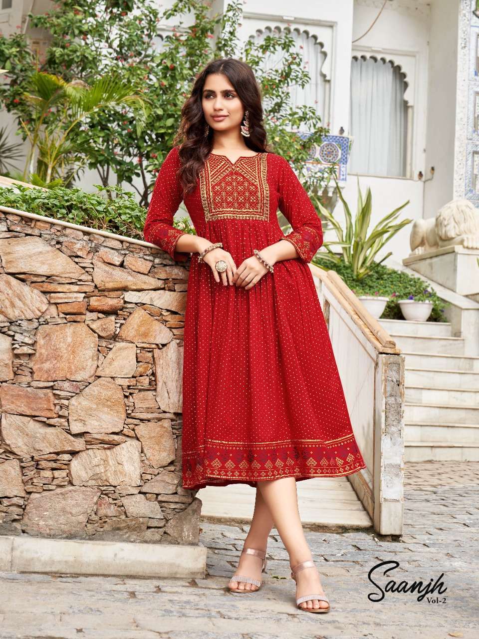 heritage creation saanjh vol 2 series 001-006 rayon slub kurti