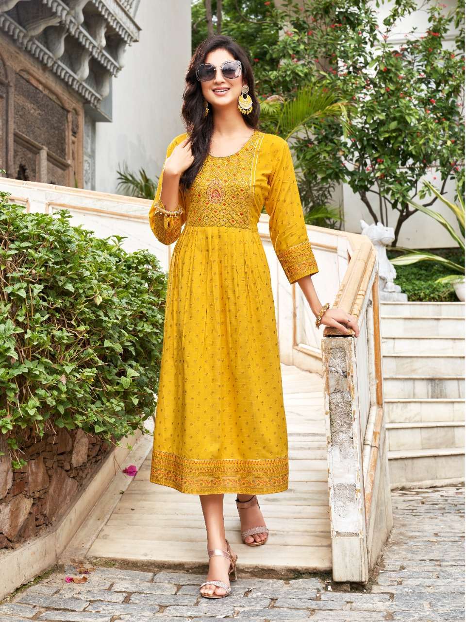 heritage creation saanjh vol 2 series 001-006 rayon slub kurti