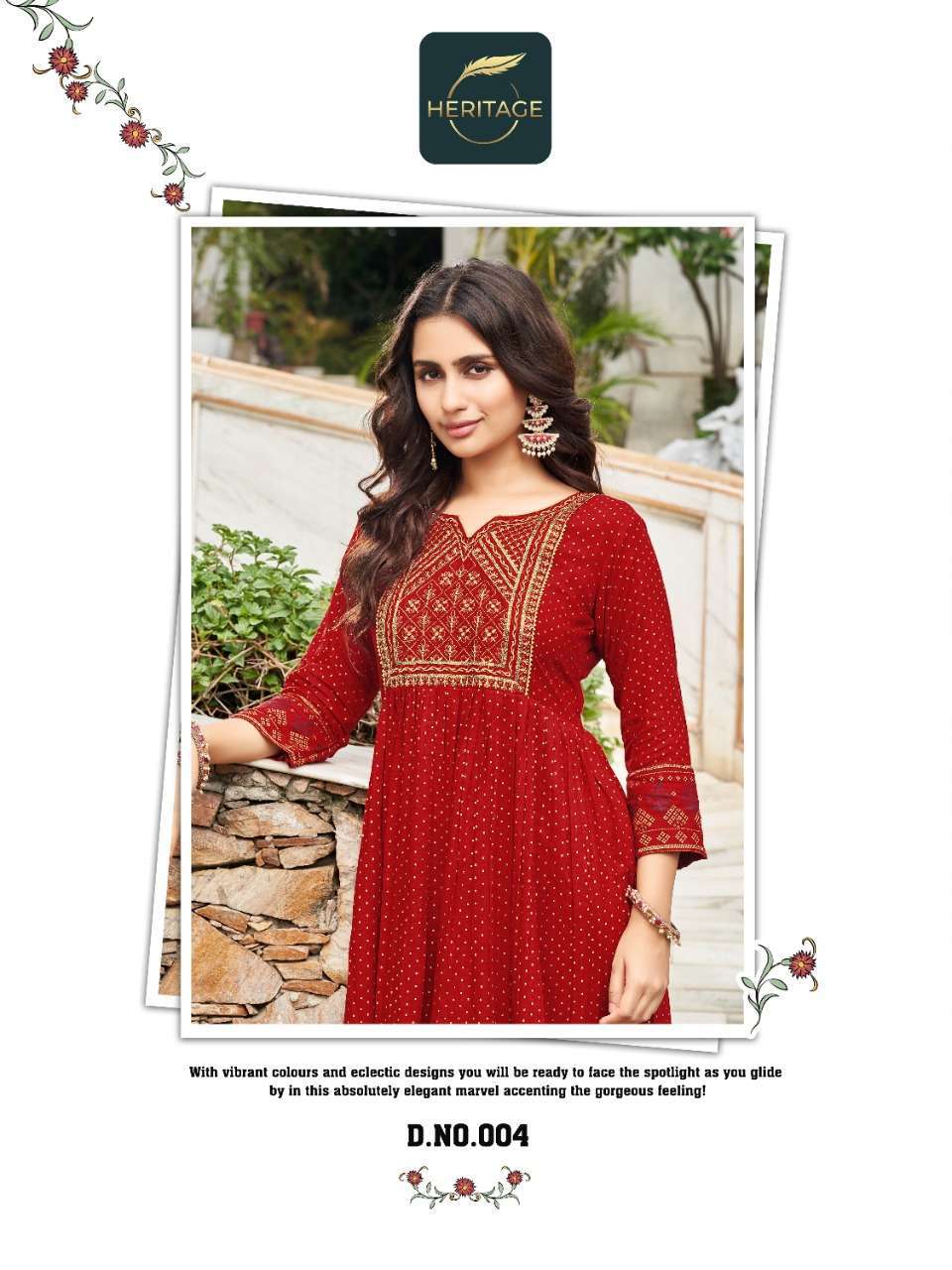 heritage creation saanjh vol 2 series 001-006 rayon slub kurti