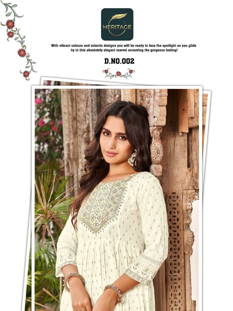 heritage creation saanjh vol 2 series 001-006 rayon slub kurti