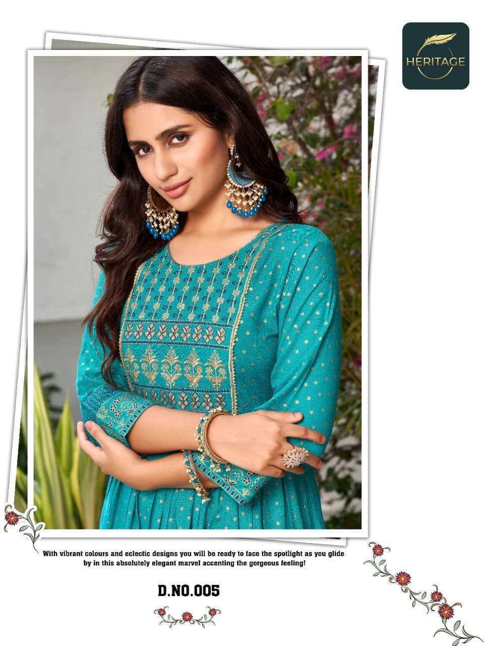 heritage creation saanjh vol 2 series 001-006 rayon slub kurti