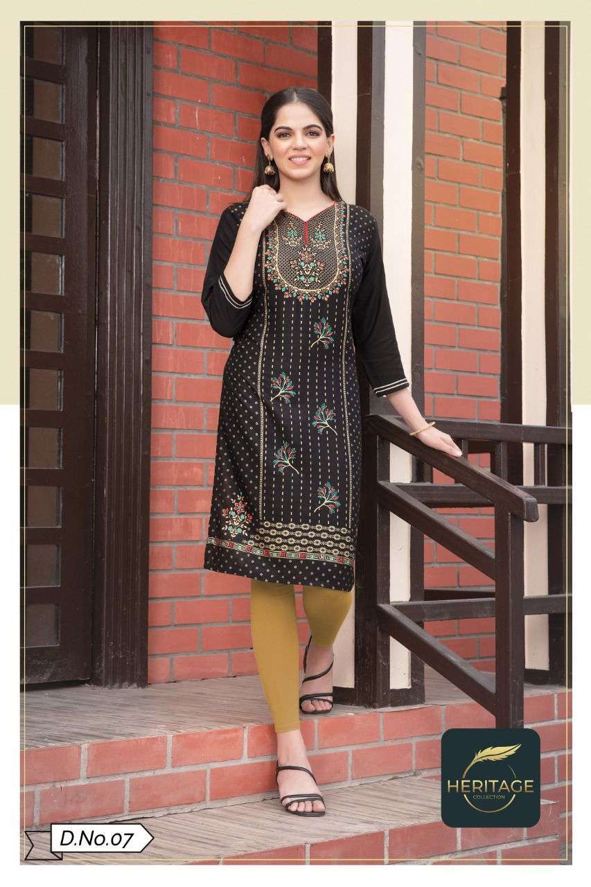 heritage kimaya vol 2 series 01-07 rayon slub kurti