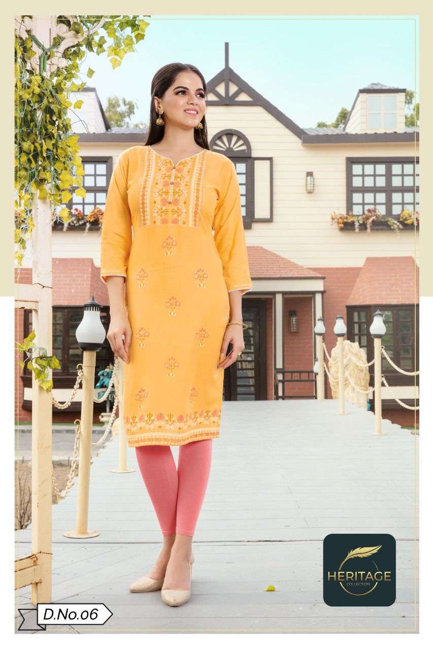 heritage kimaya vol 2 series 01-07 rayon slub kurti