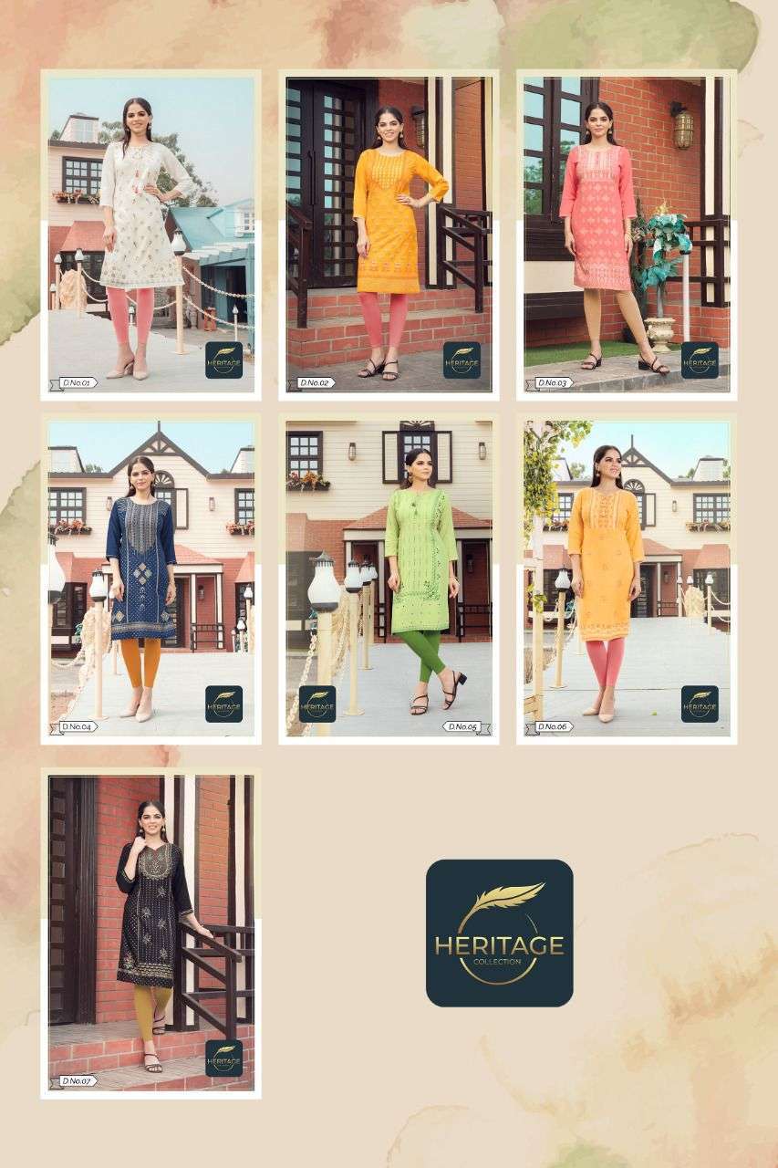 heritage kimaya vol 2 series 01-07 rayon slub kurti