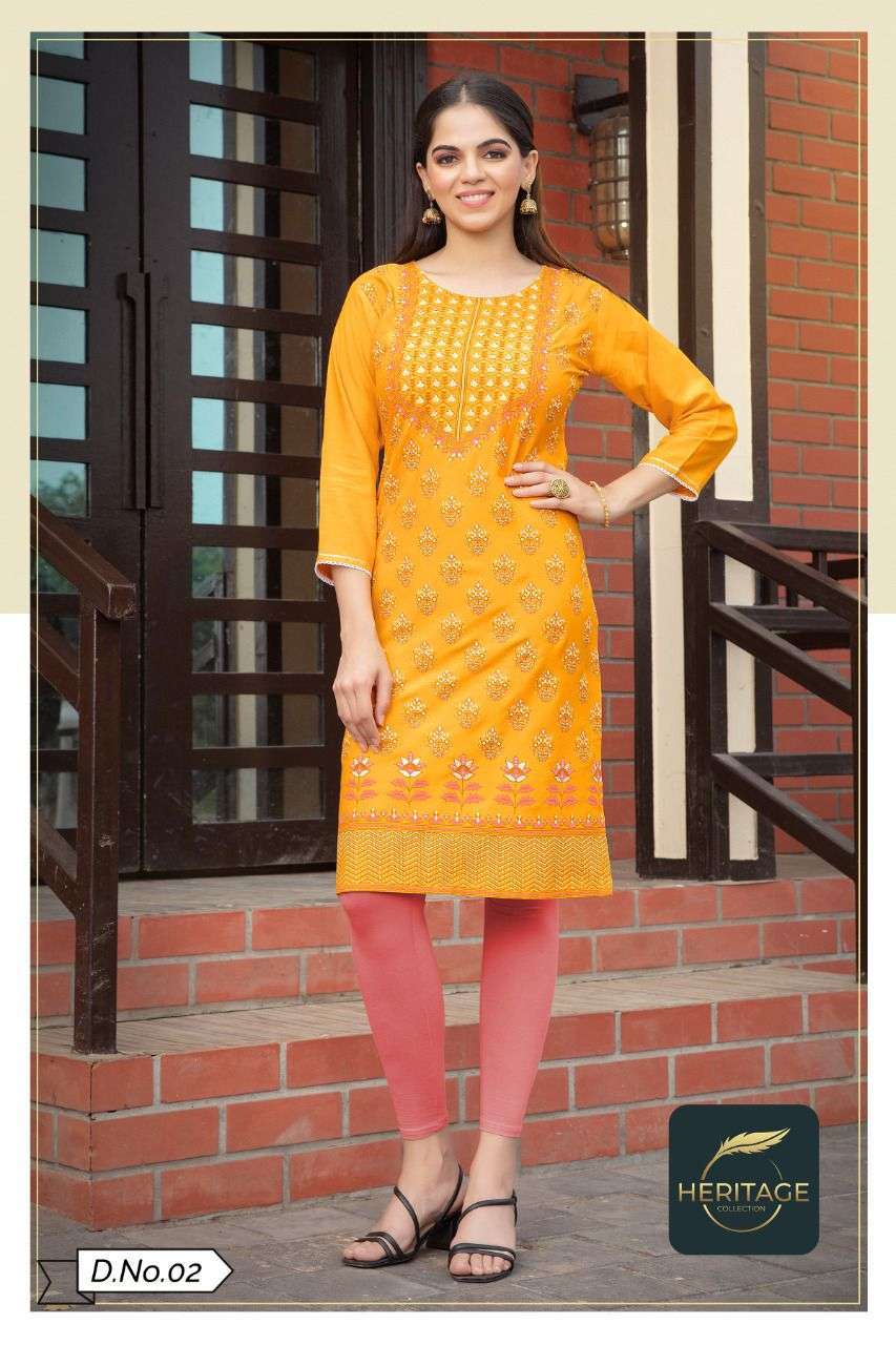 heritage kimaya vol 2 series 01-07 rayon slub kurti