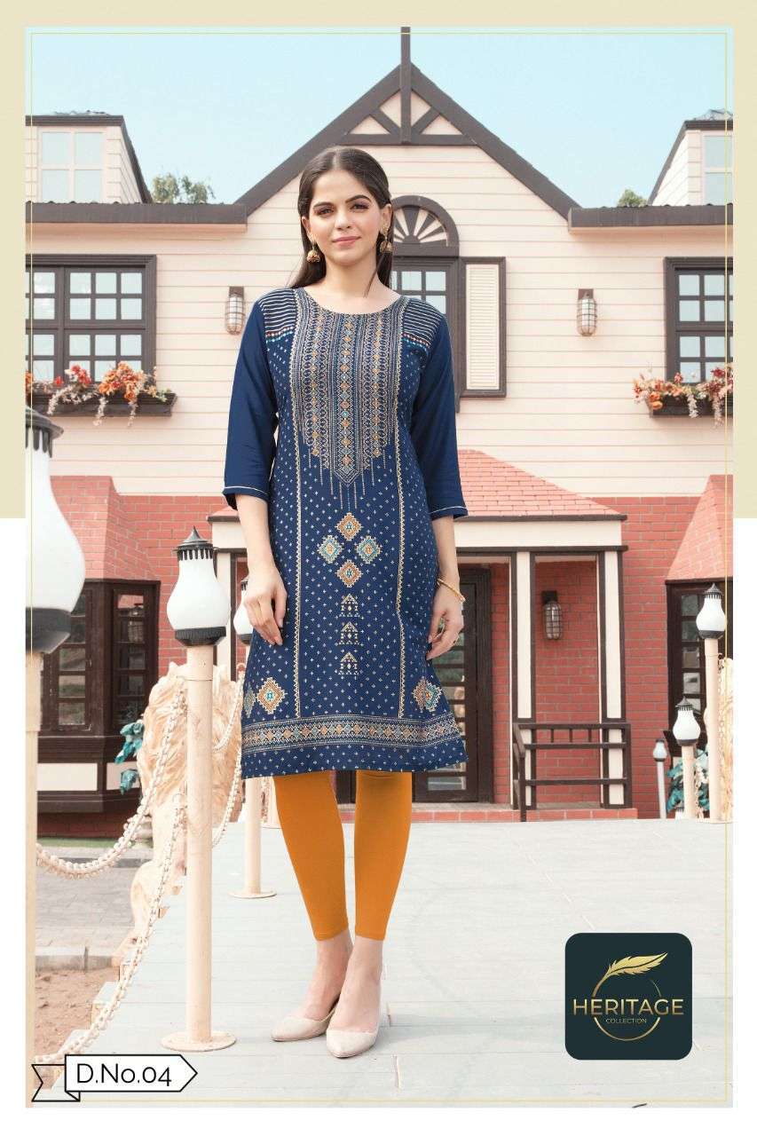 heritage kimaya vol 2 series 01-07 rayon slub kurti
