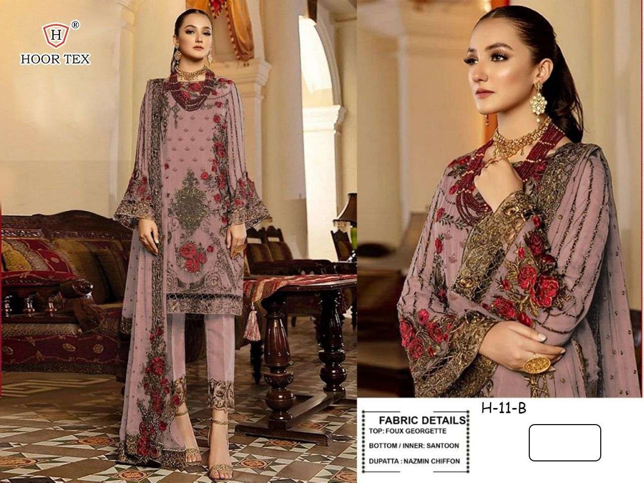 hoor tex H-11 faux georgette embroidery work suit 