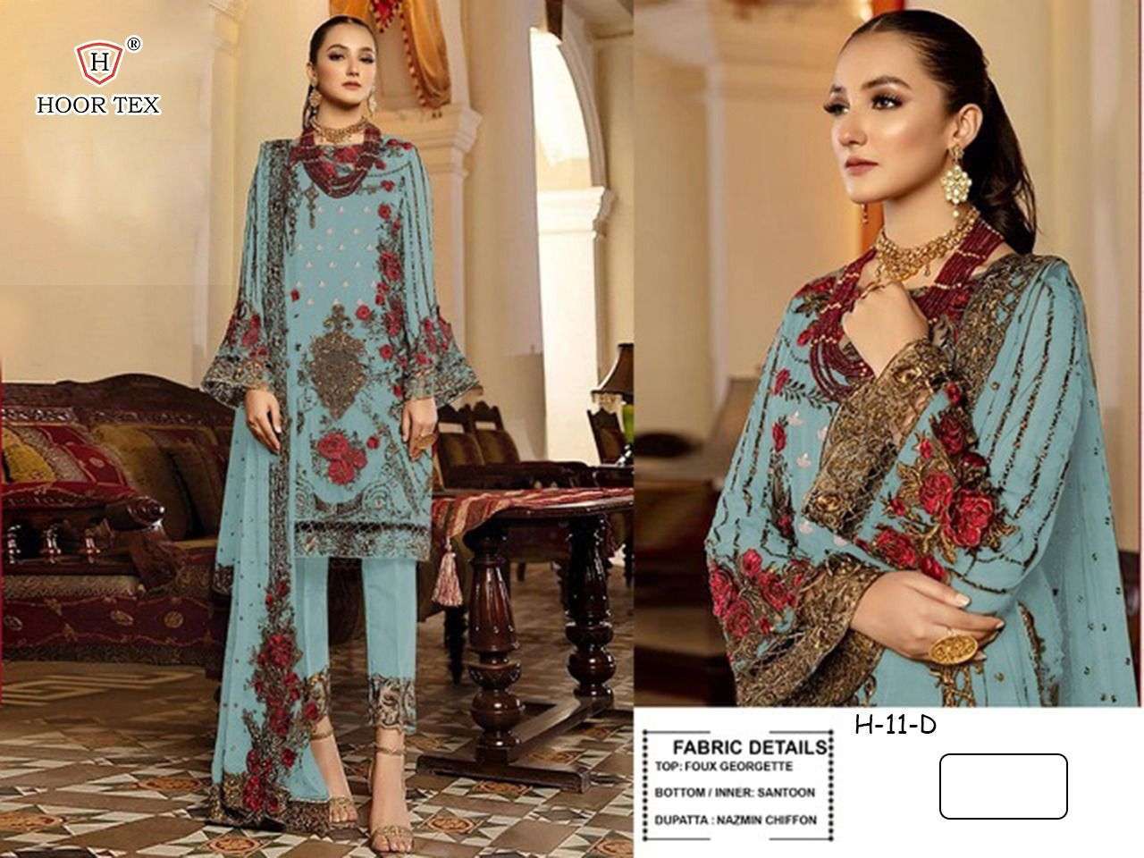 hoor tex H-11 faux georgette embroidery work suit 