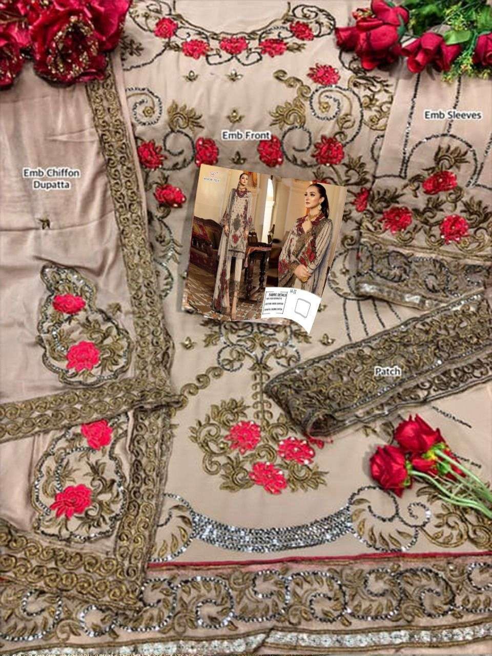 hoor tex H-11 faux georgette embroidery work suit 