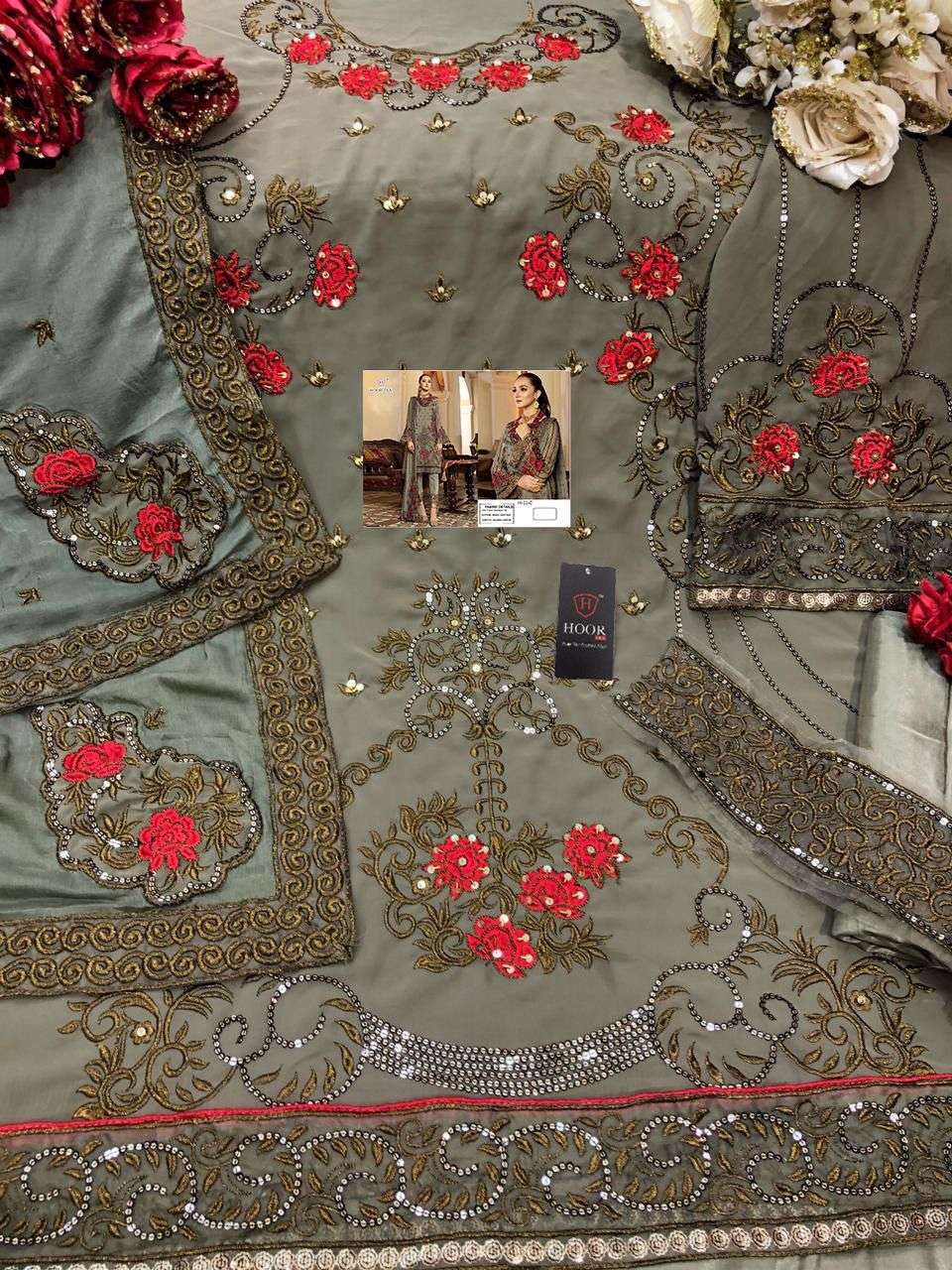 hoor tex H-11 faux georgette embroidery work suit 