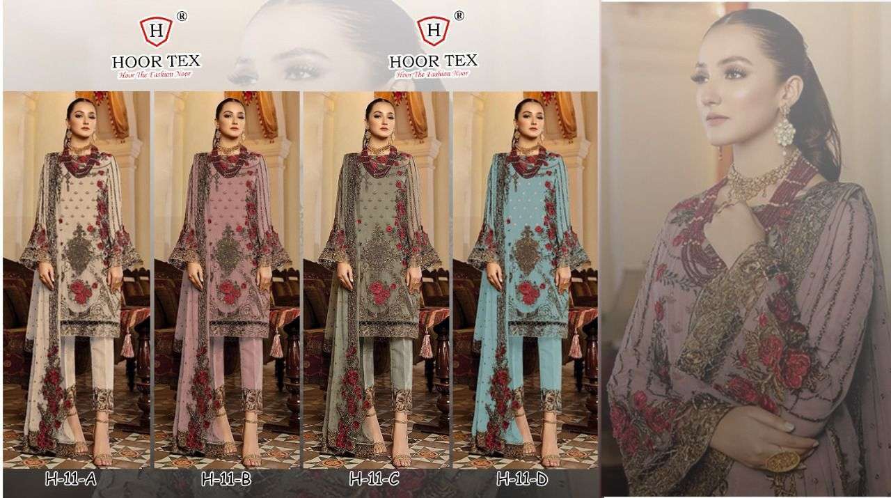 hoor tex H-11 faux georgette embroidery work suit 