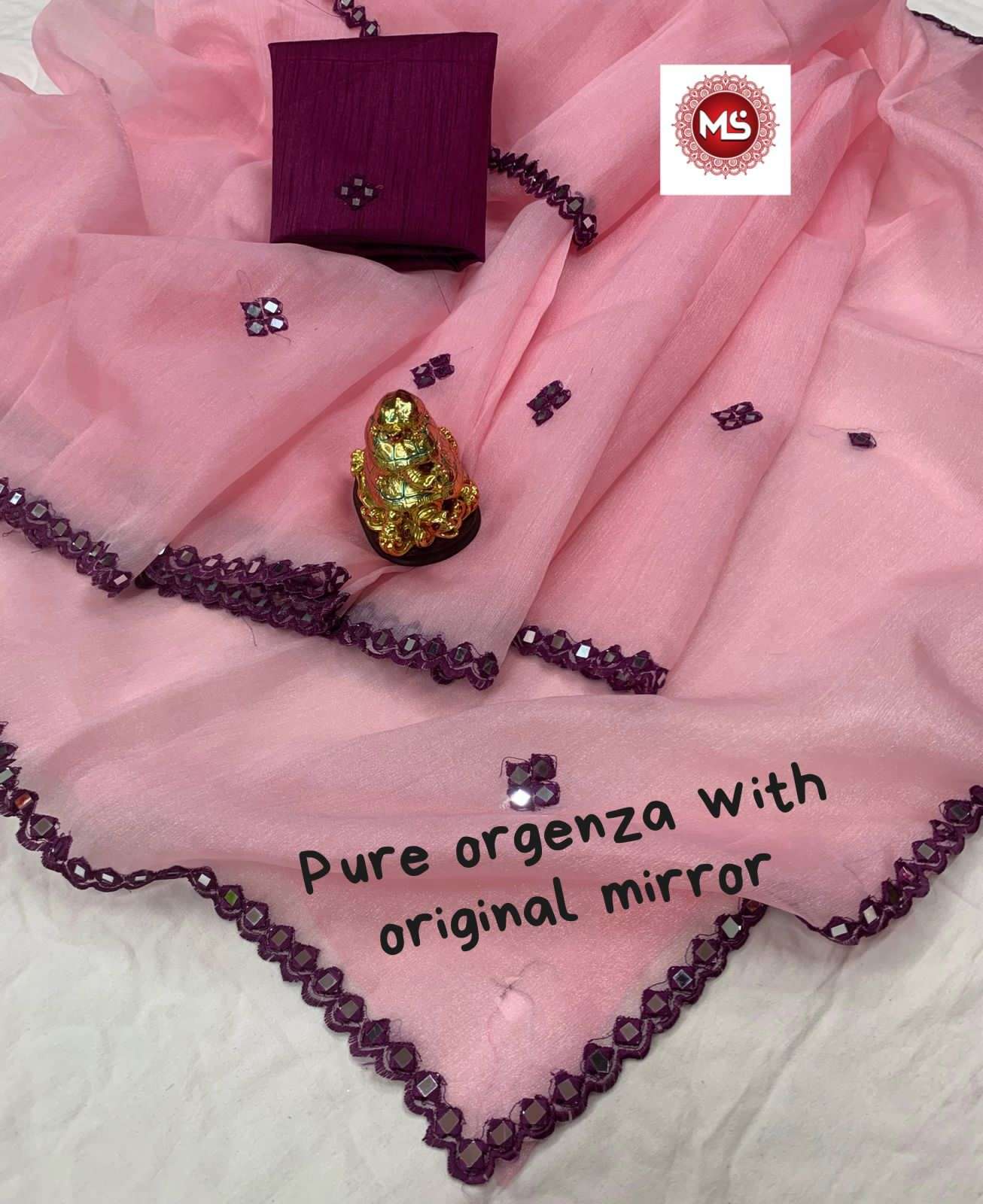 MS BRAND ORGANZA MIRROR DESIGNER PURE SOFT ORGANZA SAREE 