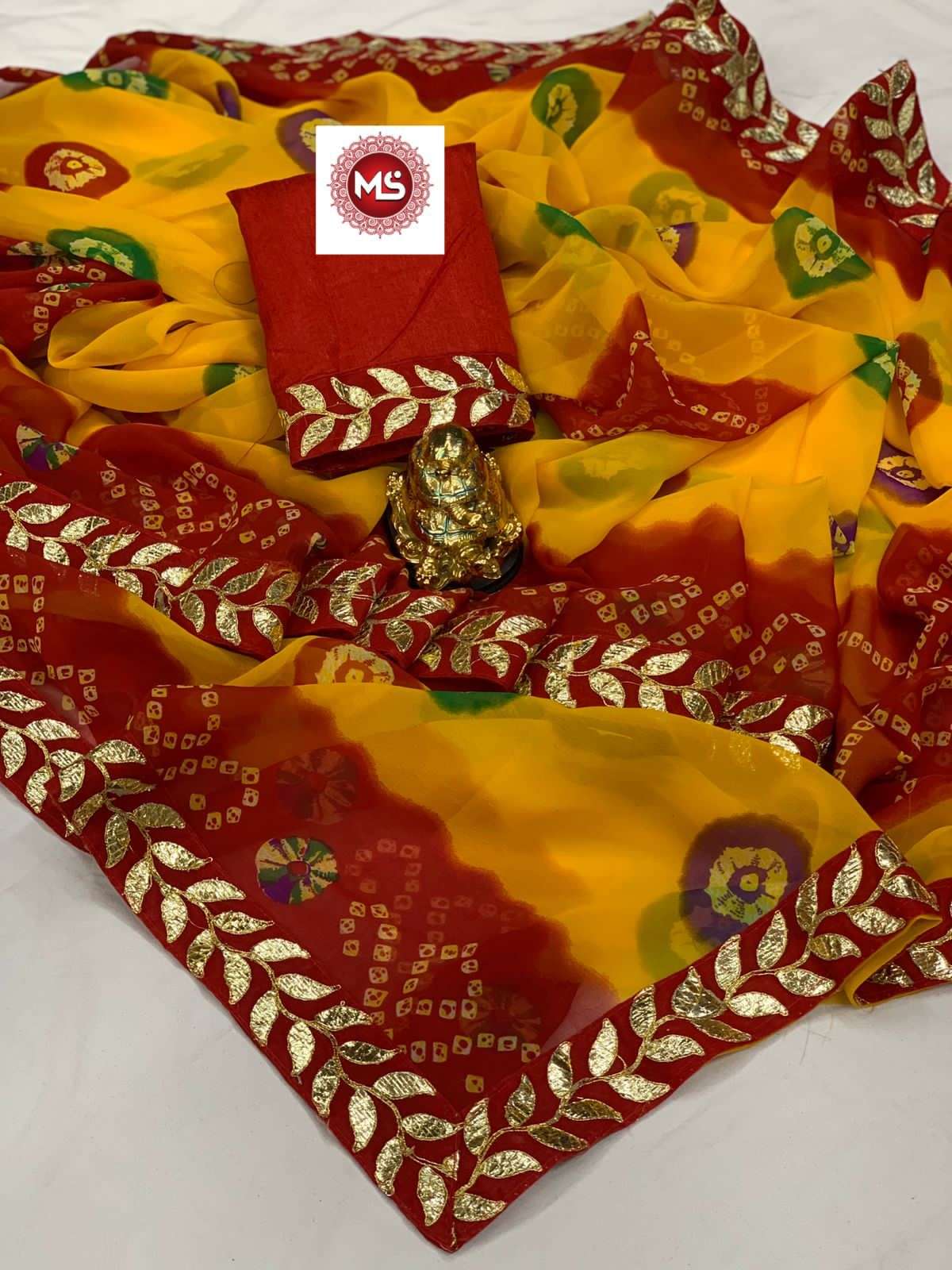 MS BRAND TONE TO TONE DESIGNER GEORGETTE BANDHANI SAREE 