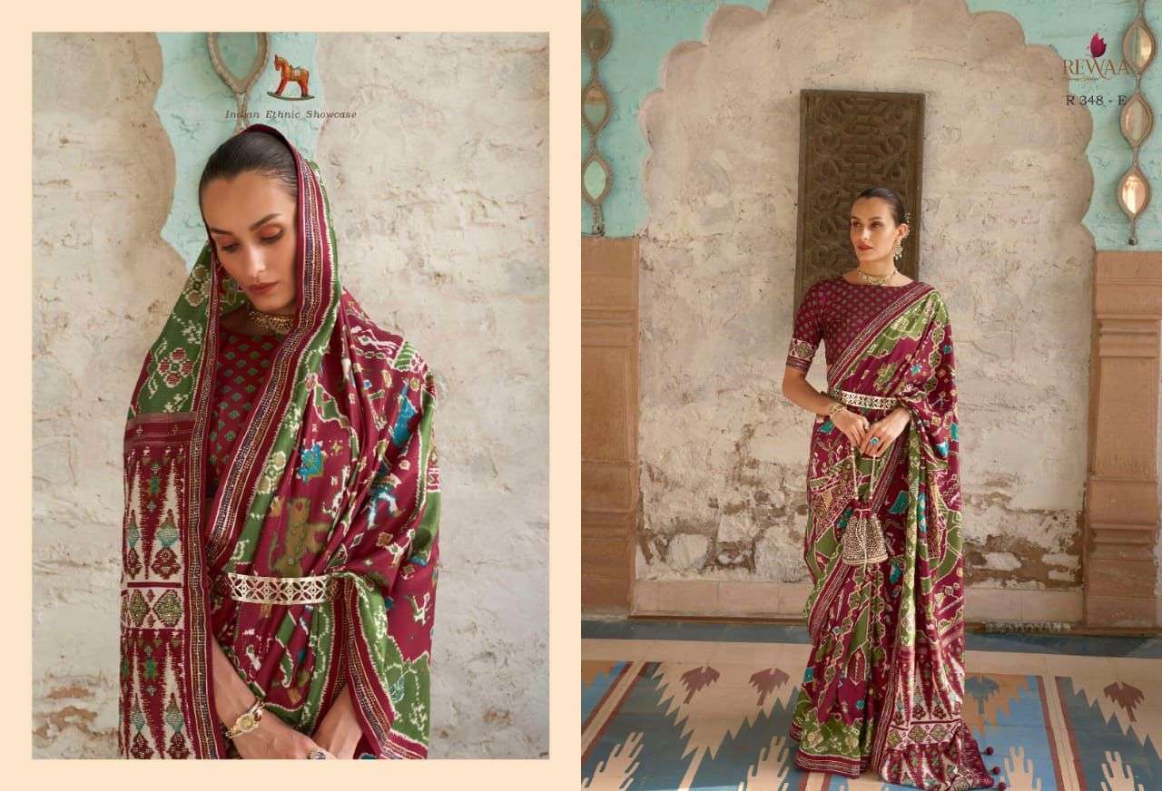 rewaa heritage 348 design patola with siroski work saree wholesale supply