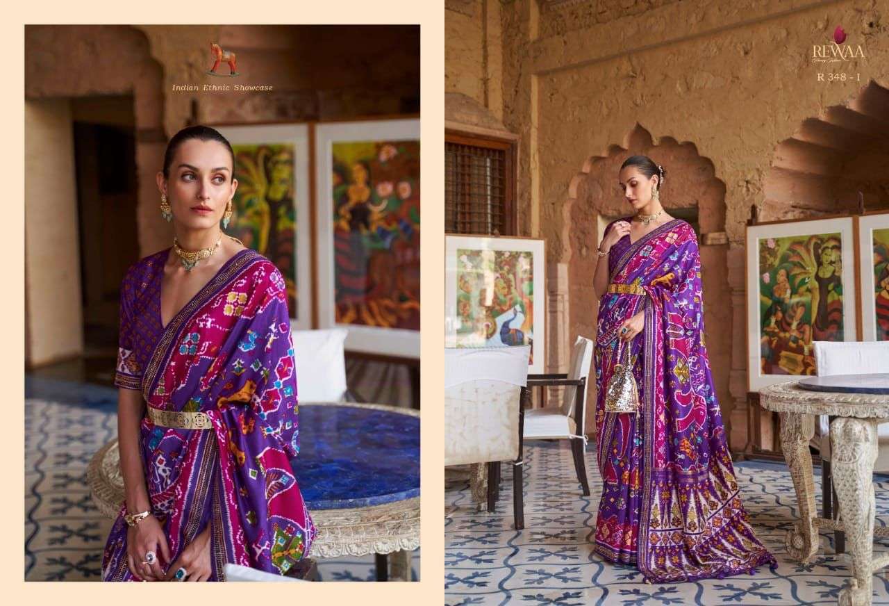 rewaa heritage 348 design patola with siroski work saree wholesale supply