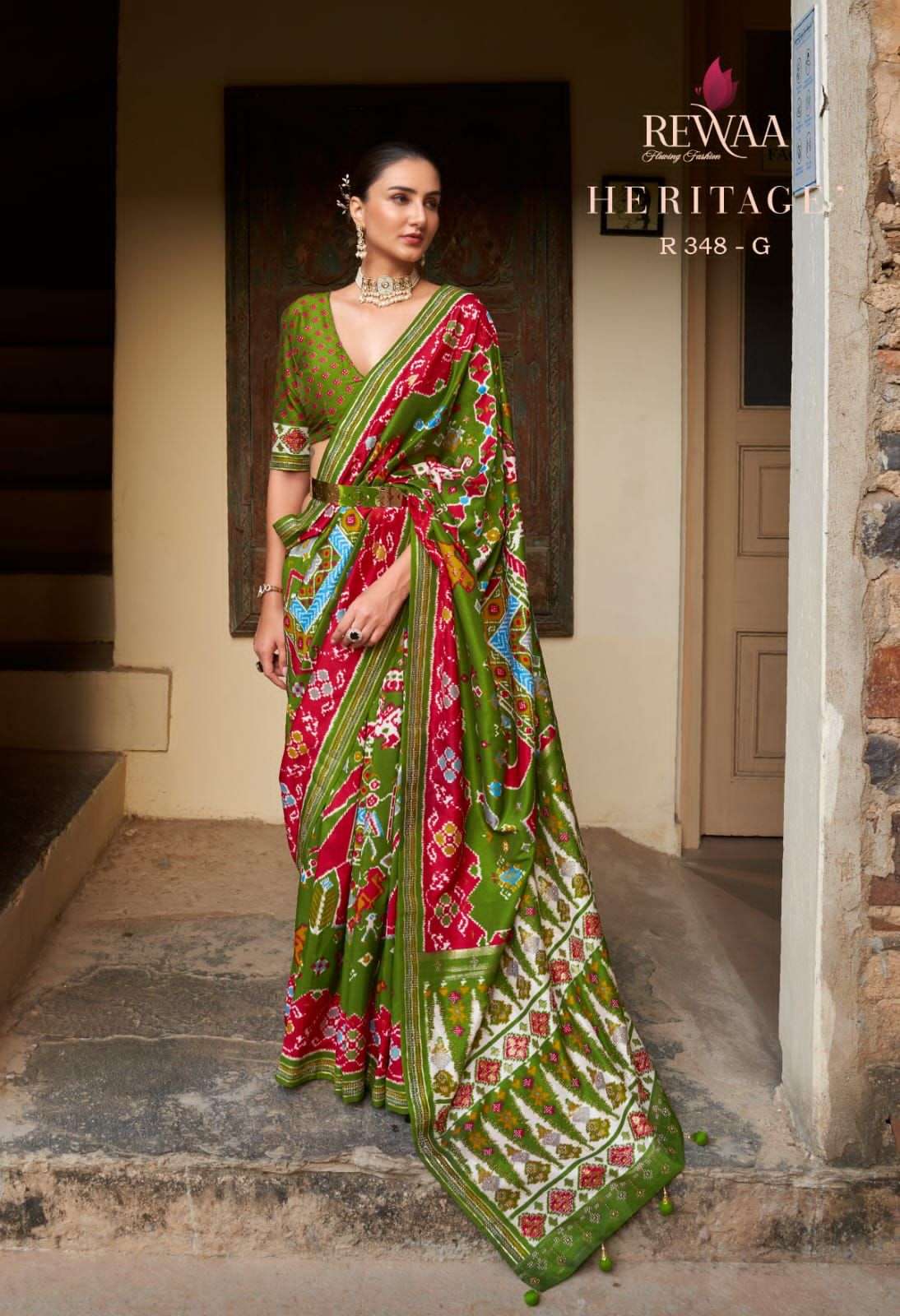 REWAA HERITAGE DESIGNER PURE SILK PATOLA SAREE 
