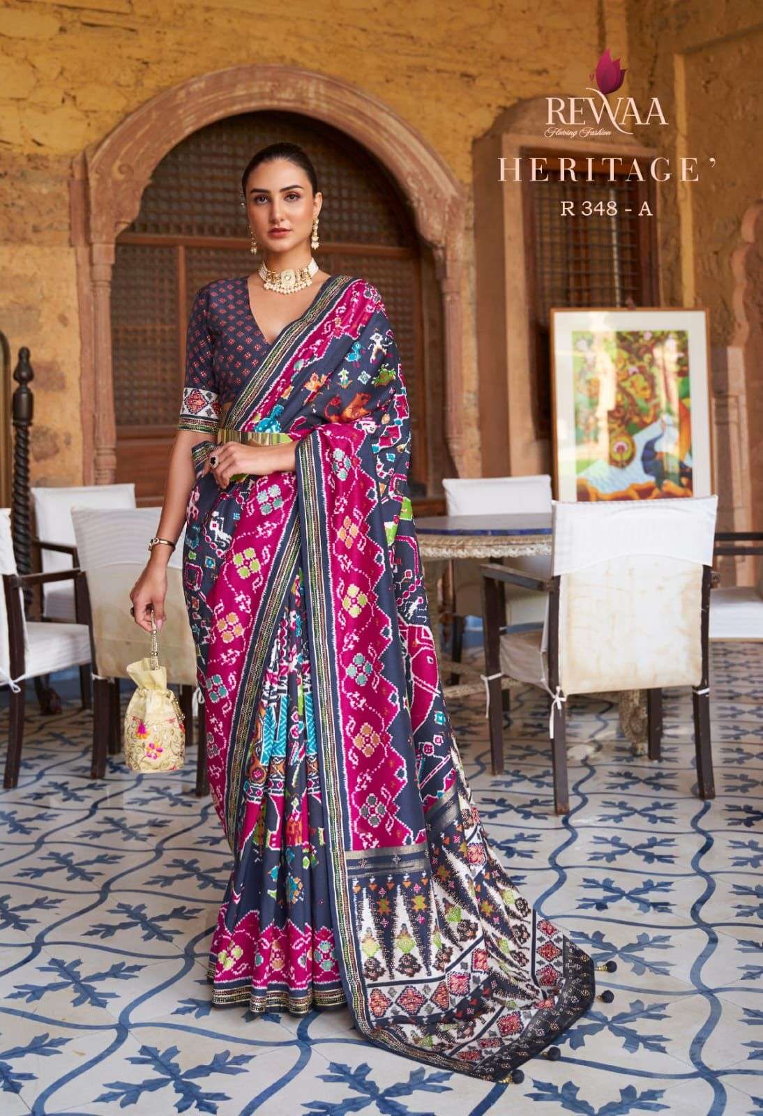 REWAA HERITAGE DESIGNER PURE SILK PATOLA SAREE 