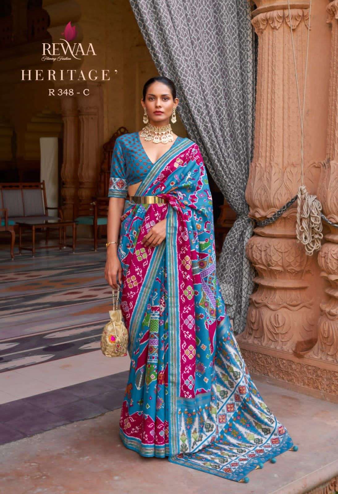 REWAA HERITAGE DESIGNER PURE SILK PATOLA SAREE 