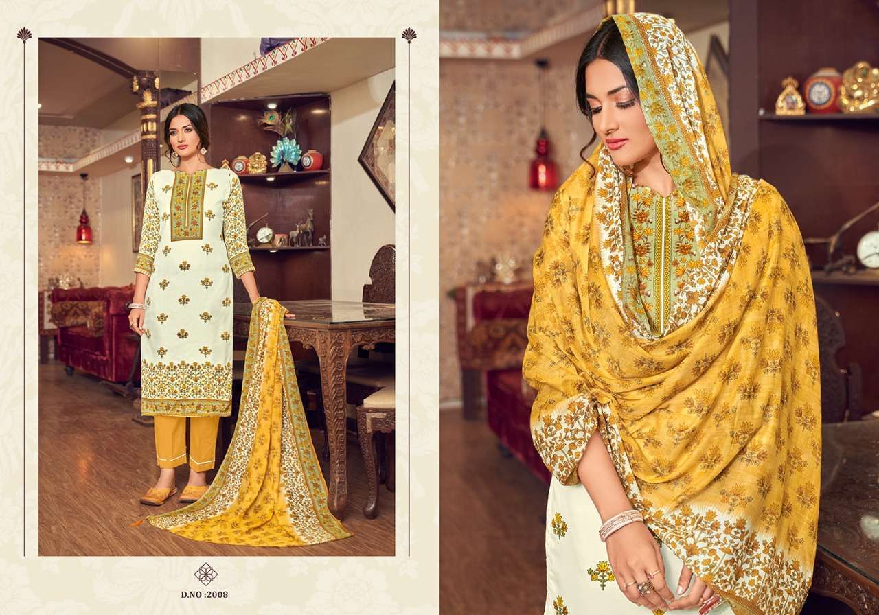 Peach Color Jaam Cotton Suit with Threadwork and Dupatta