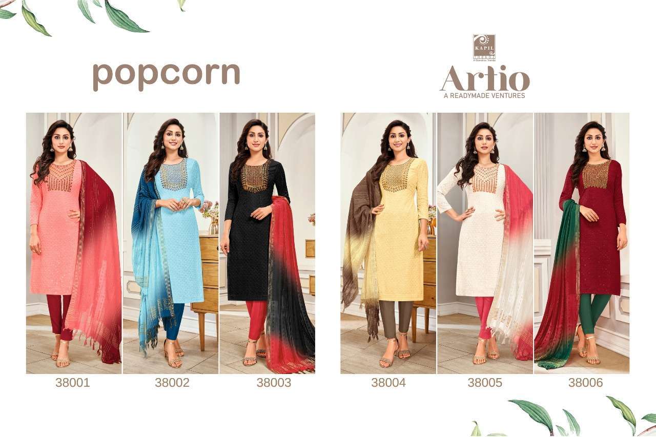 artio popcorn series 38001-38006 rayon readymade suit