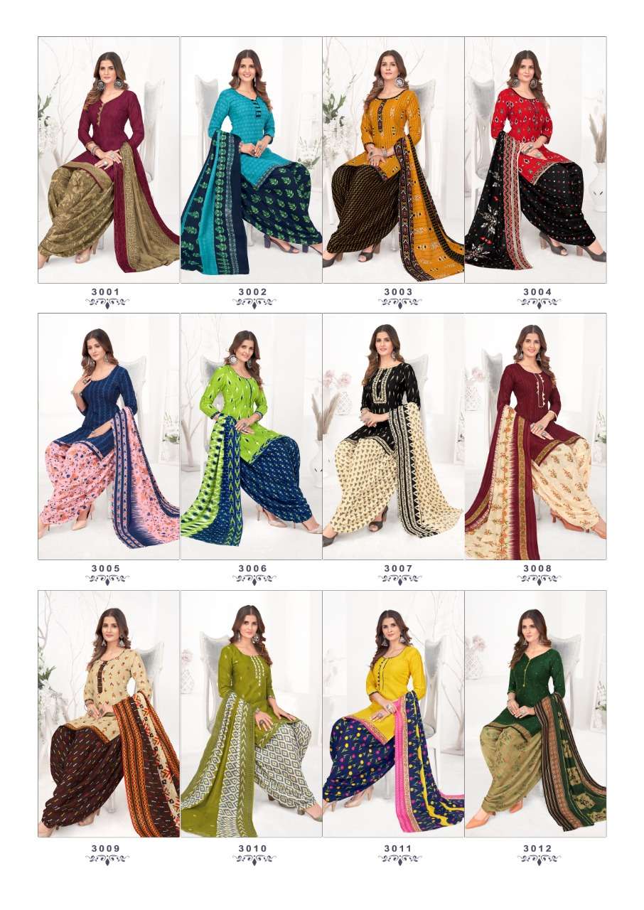 Avkash Colorful Vol-3 series 3001-3012 pure indo cotton readymade suit