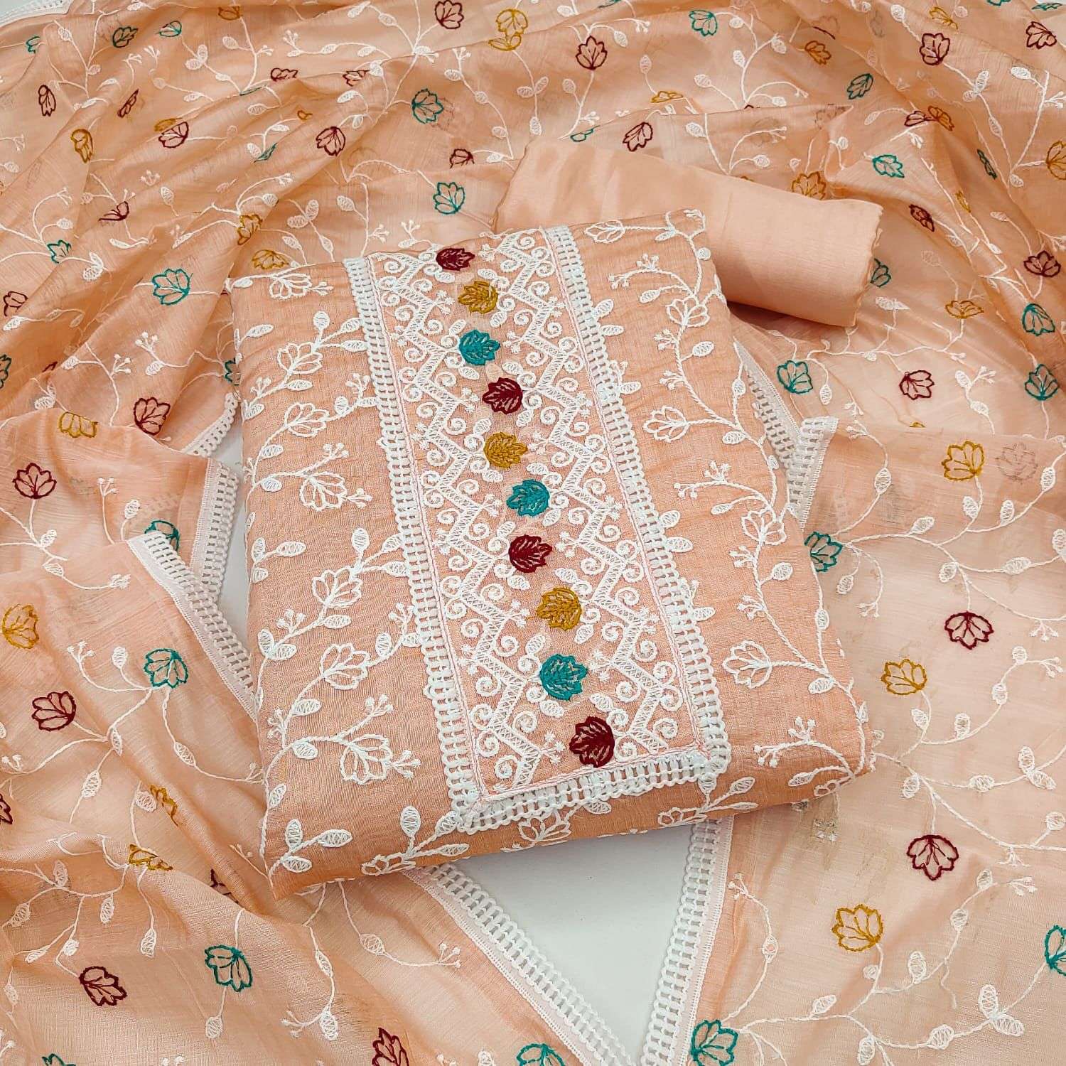 BT-07 DESIGNER CHANDERI MULTI WORK NON CATALOG DRESS S