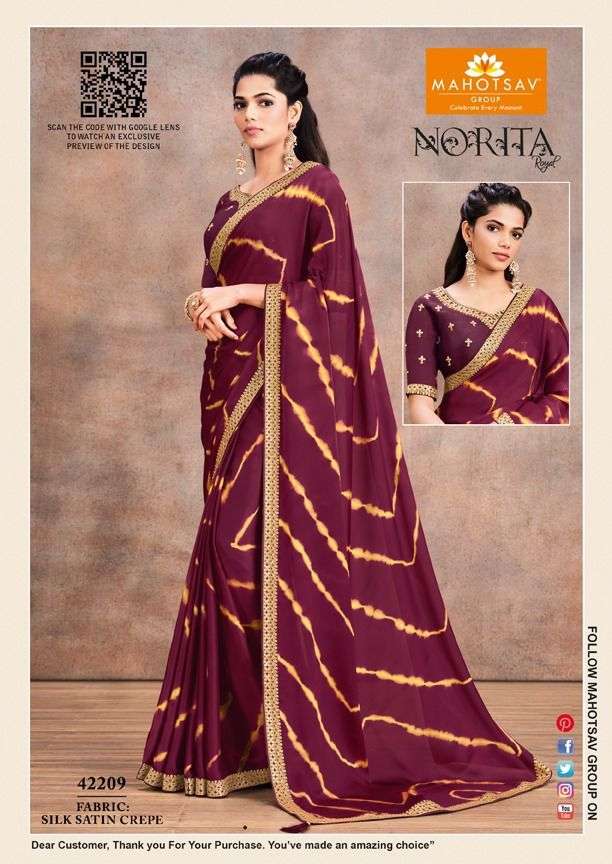 Mahotsav Presents Norita 11700 To 11712 Series Designer Party Wear Sarees  Catalog Wholesaler And Exporter