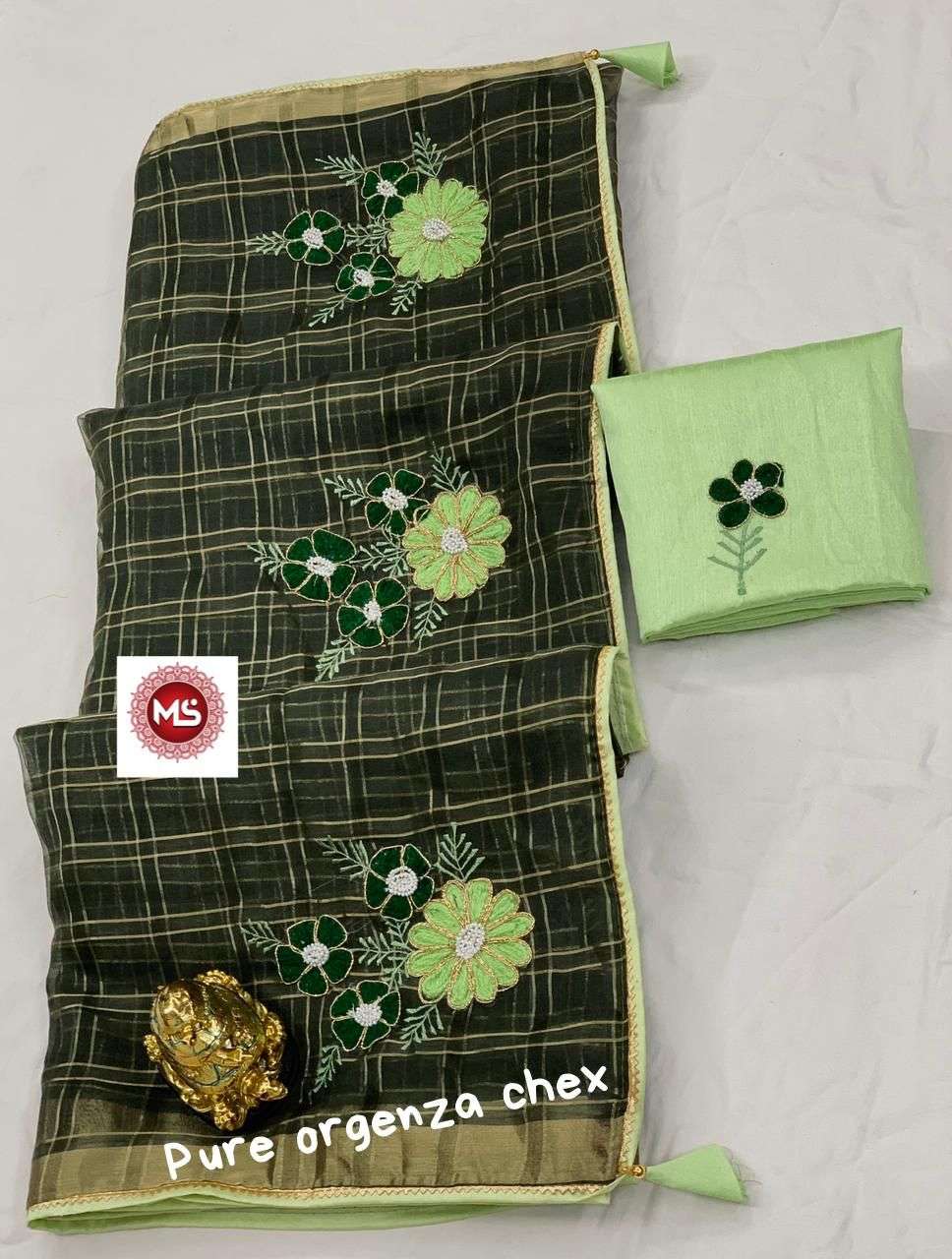 MS BRAND FLOWERS DESIGNER ORGANZA SILK SAREE