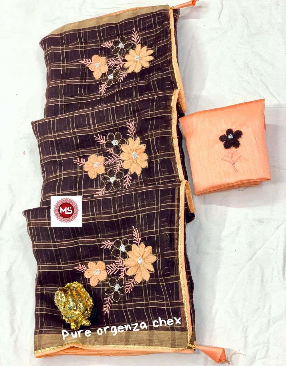 MS BRAND FLOWERS DESIGNER ORGANZA SILK SAREE