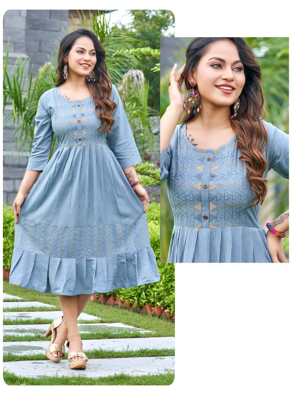 rung gulistan liquid rayon embroidery work kurti 