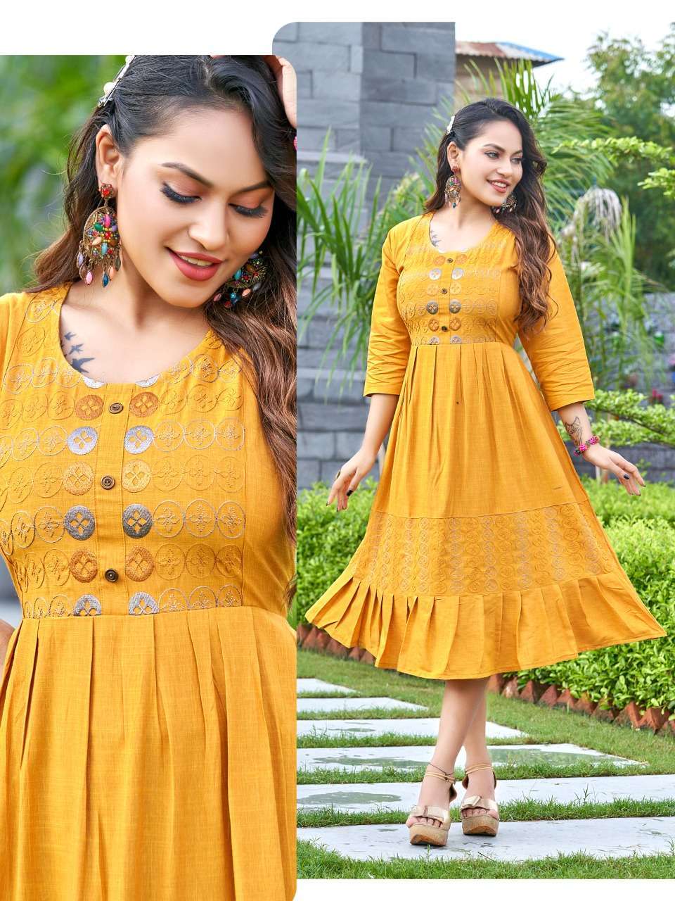 rung gulistan liquid rayon embroidery work kurti 