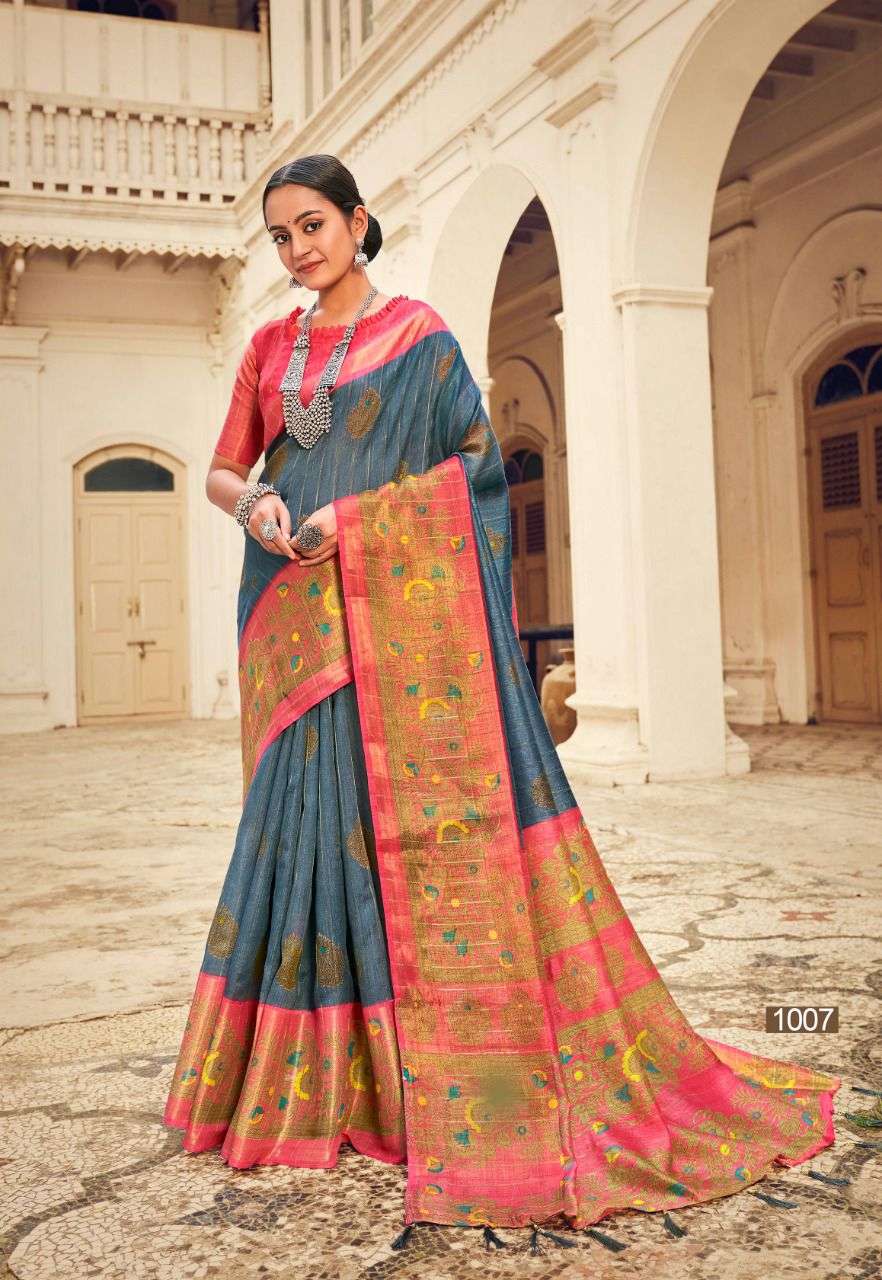 Soft Cotton with zari stripes and beautiful colorful prints saree