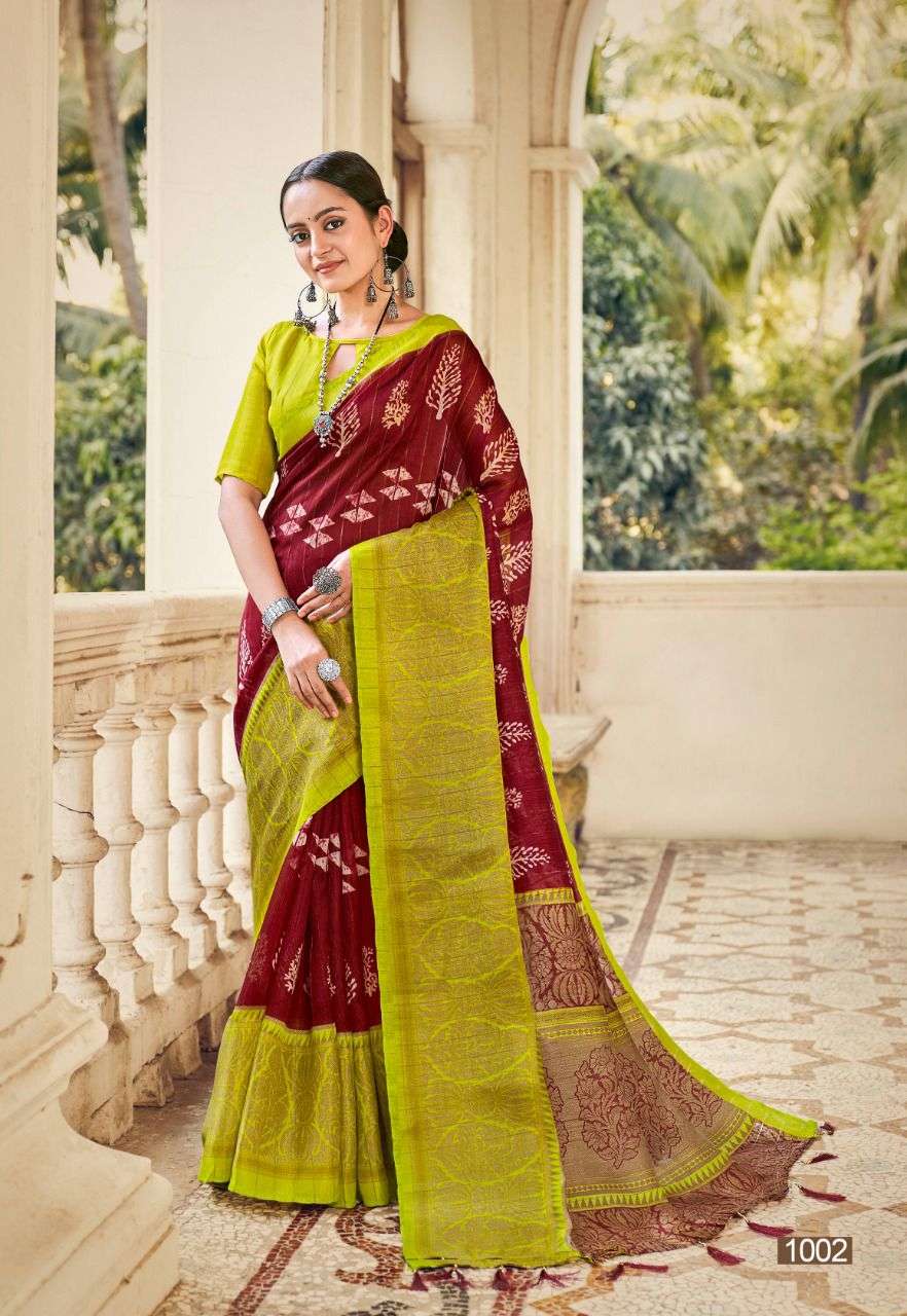 Soft Cotton with zari stripes and beautiful colorful prints saree