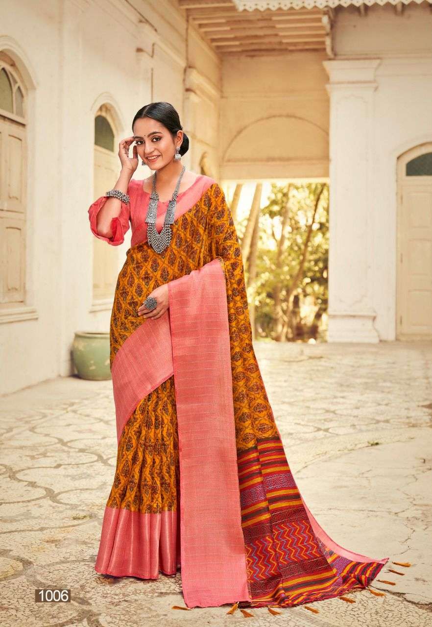 Soft Cotton with zari stripes and beautiful colorful prints saree