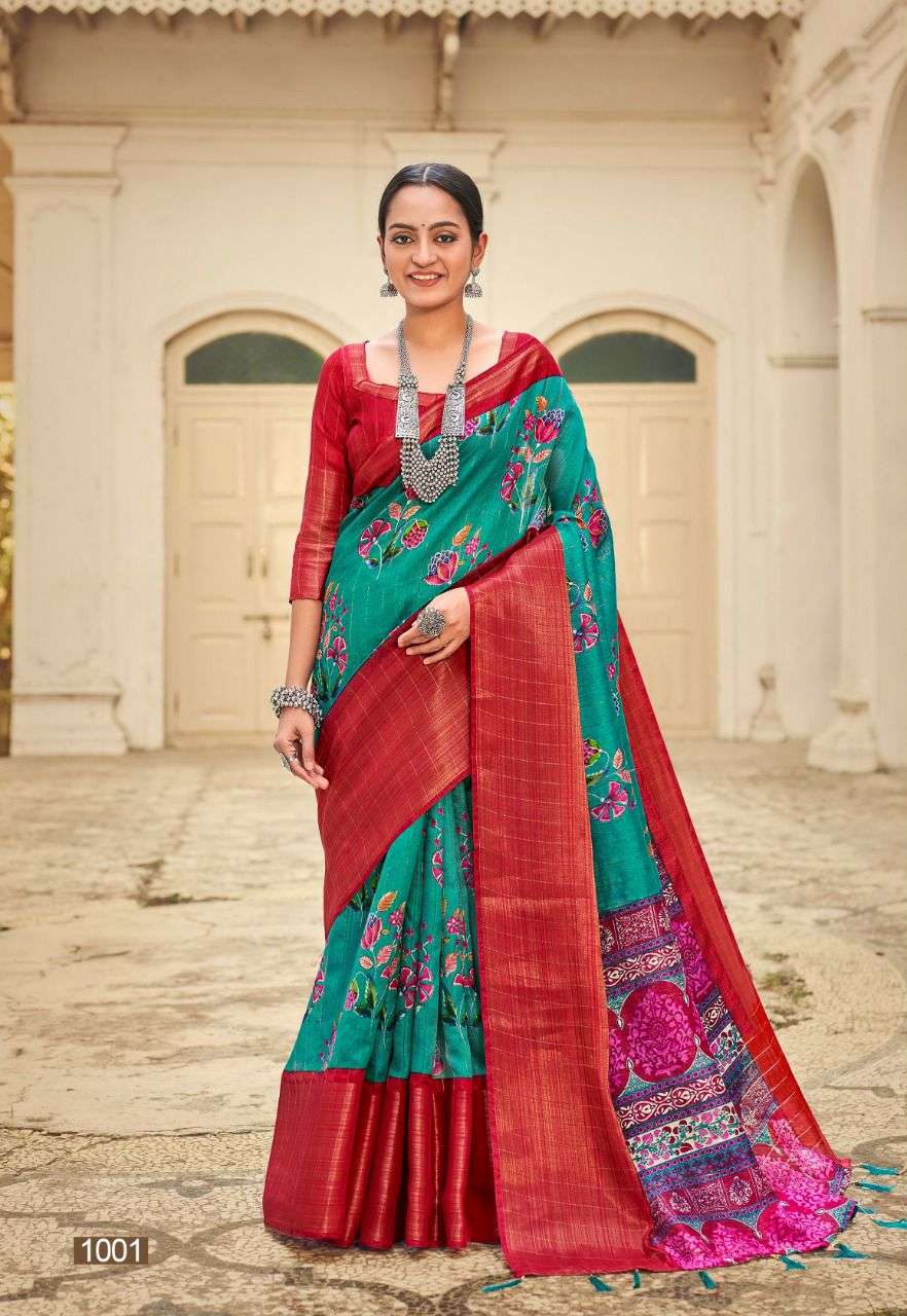 Soft Cotton with zari stripes and beautiful colorful prints saree