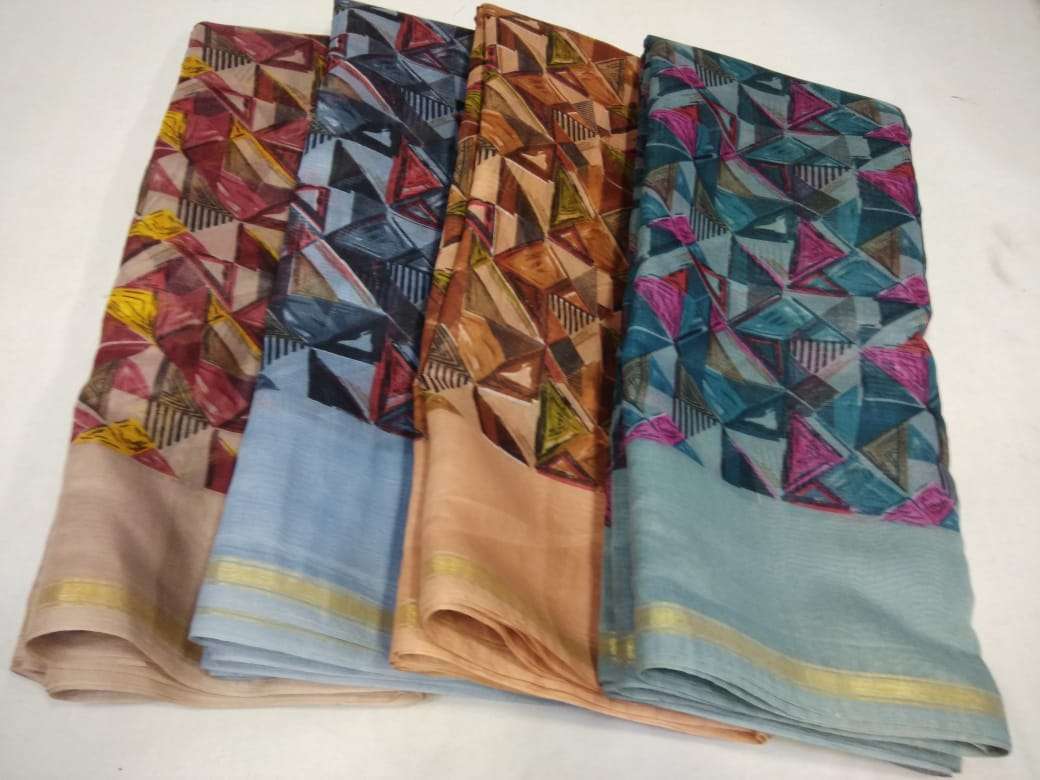 cotton chanderi border with blouse saree non catalog formal wear